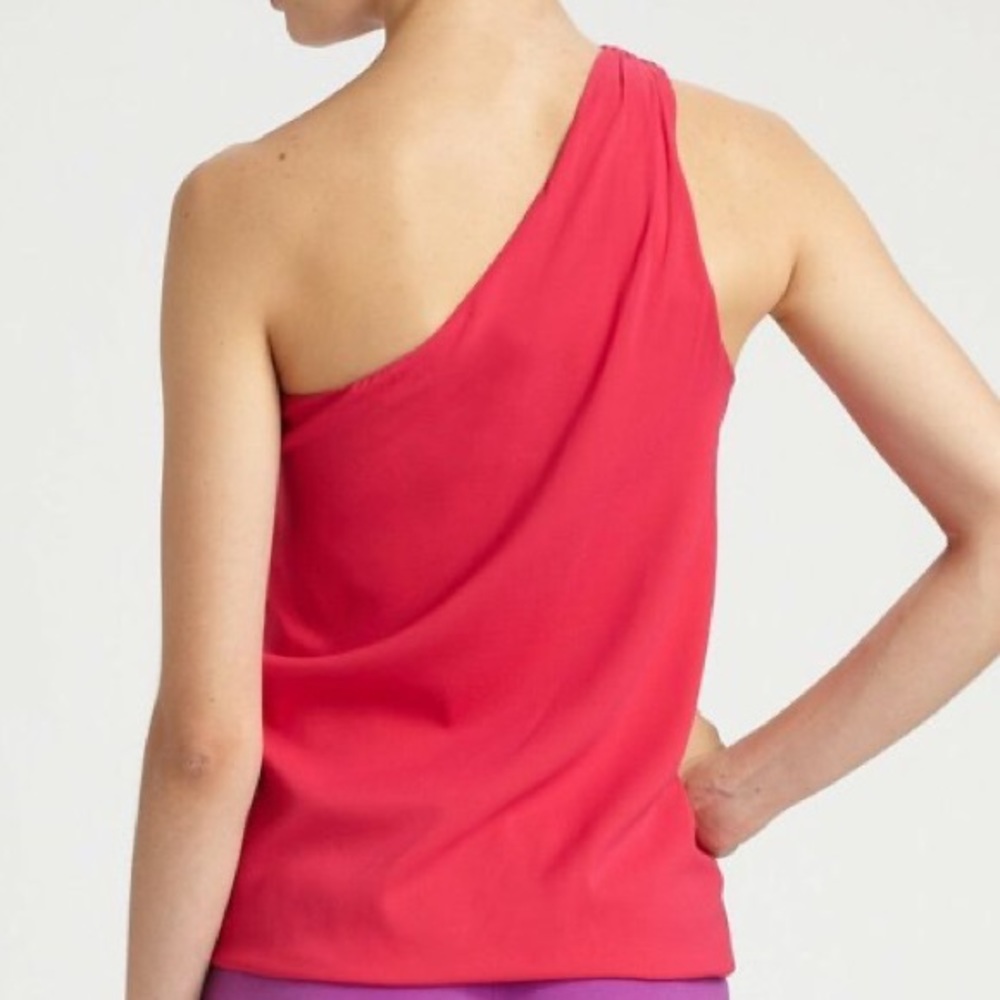 Alice and Olivia Pink Silk Satin One-Shoulder Top - Picture 7 of 10